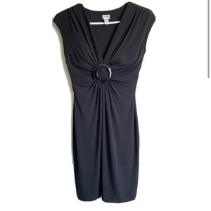 Cache cocktail Fitted Little Black Dress With Clasp Tie Size 2